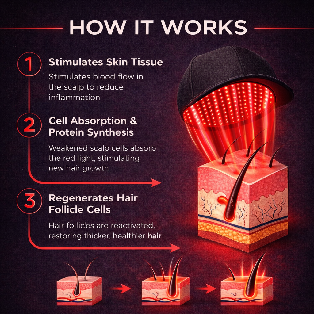 Zenvoria™ RedGlow Cap – Revives Hair from the Roots